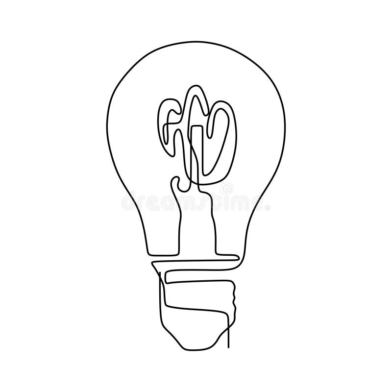 Single continuous line drawing half light bulb Vector Image