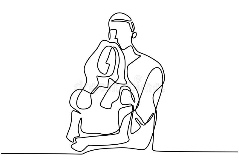 One Single Line Drawing of Young Male and Female Couple Enjoying a