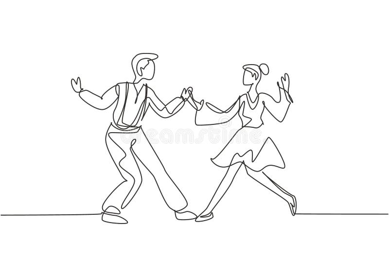 One Line Drawing Couple Dancing Stock Illustrations – 119 One Line ...