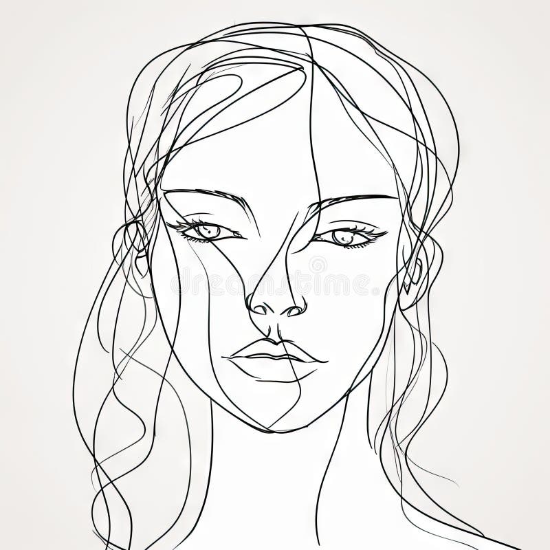 Continuous One-Line Drawing of a Modern Woman S Face. Perfect for Art ...