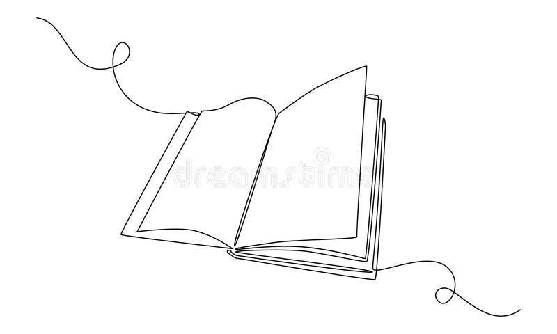 Continuous one line drawing of an open book. Vector illustration