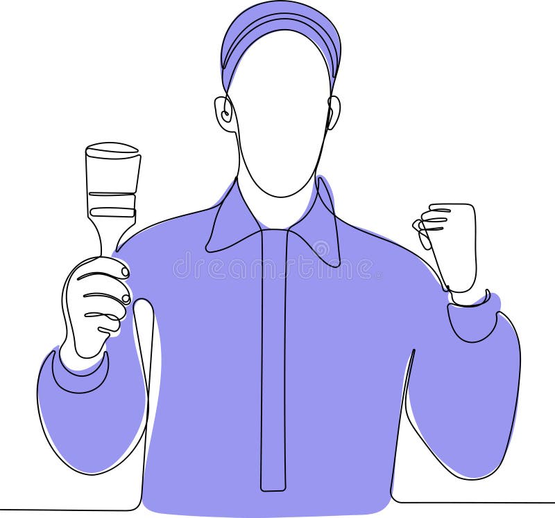 Painter Wearing Gloves Painting Wall Using Roller Stock Vector