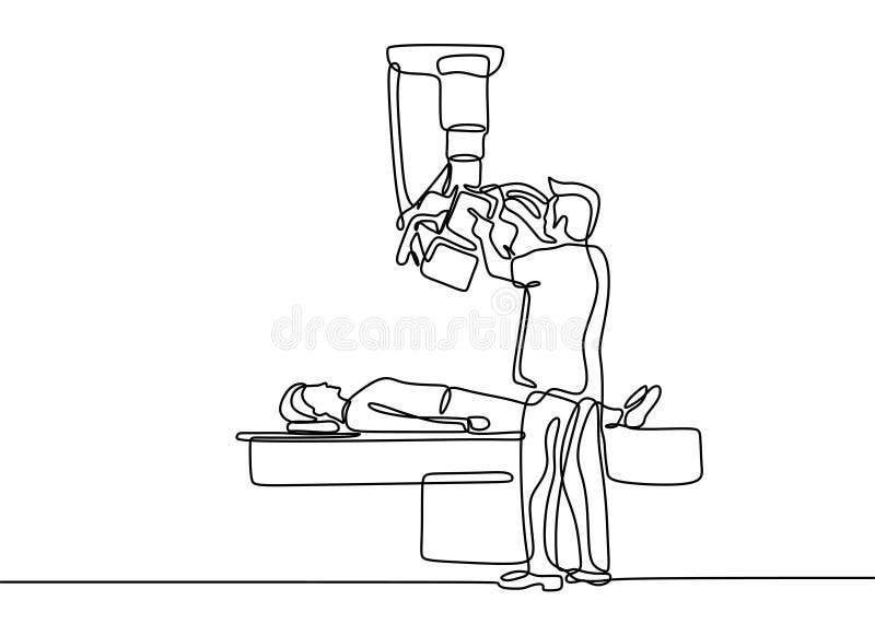 Continuous One Line Drawing of Patent Medical Check Up with Xray