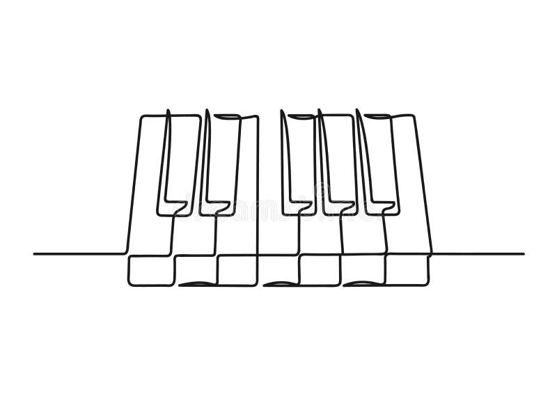Continuous One Line Drawing of a Piano Keyboard Stock Vector