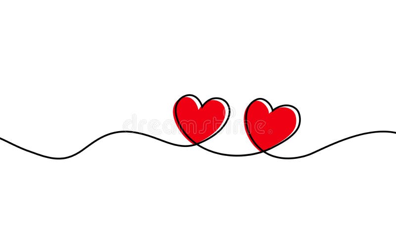 Continuous One Line Drawing of Red Heart Isolated on White Background ...