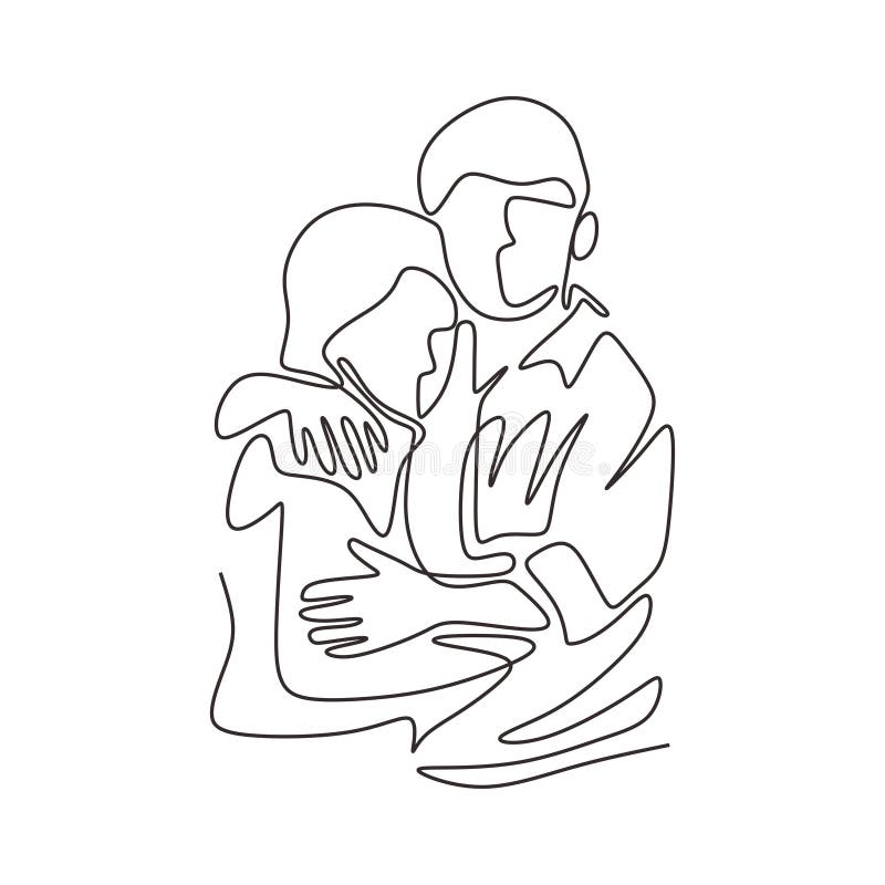 Continuous line drawing of romantic couple hug. Single one line art of  young happy couple embracing 5426837 Vector Art at Vecteezy
