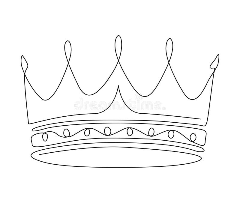 Continuous One Line Drawing of Royal Crown. Simple King Crown Outline ...