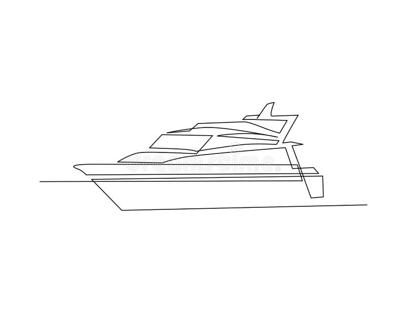 Continuous singe one line drawing art of luxury yacht speed boat