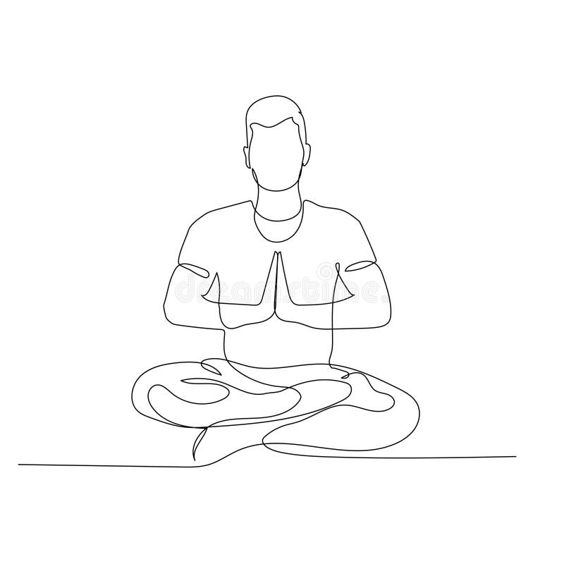 Outline Figure of a Man Sitting in Lotus Pose on a Transparent