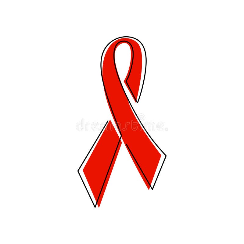 Red ribbon Aids in hands continuous one line drawing. Support hope for cure  vector illustration with red loops and lettering. HIV Aids recovery  concept. Minimalist style. Vector illustration 2099236 Vector Art at