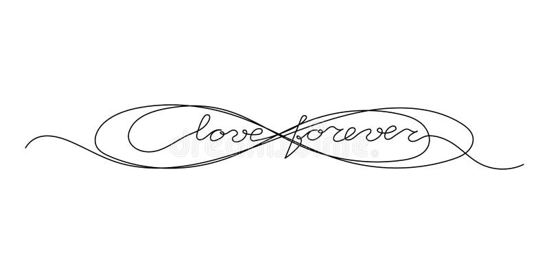 Continuous One Line Script Cursive Text Love Forever. Vector ...