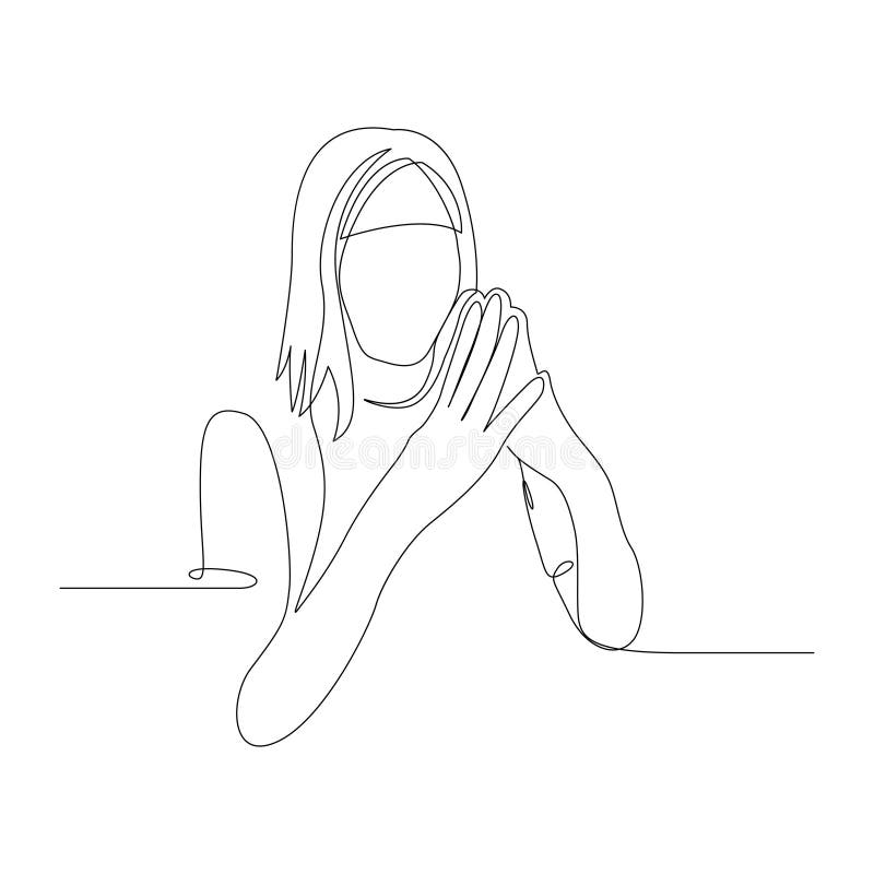 Continuous One Line Woman In A Confident Pose. Vector Illustration