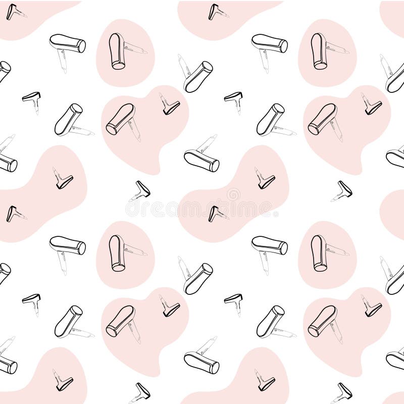 Continuous Repeating Pattern Drawing of a Hairdryer in One Line Stock