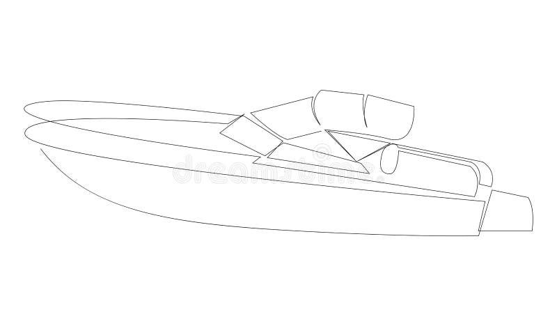 Drawn Yacht Speed Boat - Speed Boat Line Drawing - Free