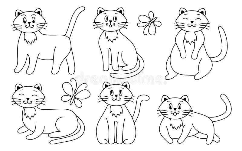 Jogo De Animação De Gatos, Animais De Estimação Coloridos E Achatados  Ilustração do Vetor - Ilustração de colar, cara: 224958039