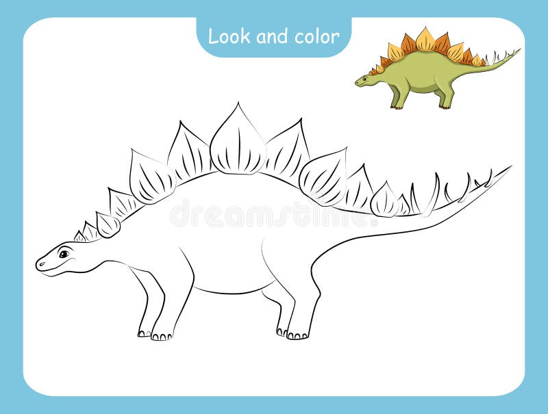 Página Colorir Ilustração Vetorial Com Dinossauro Dos Desenhos