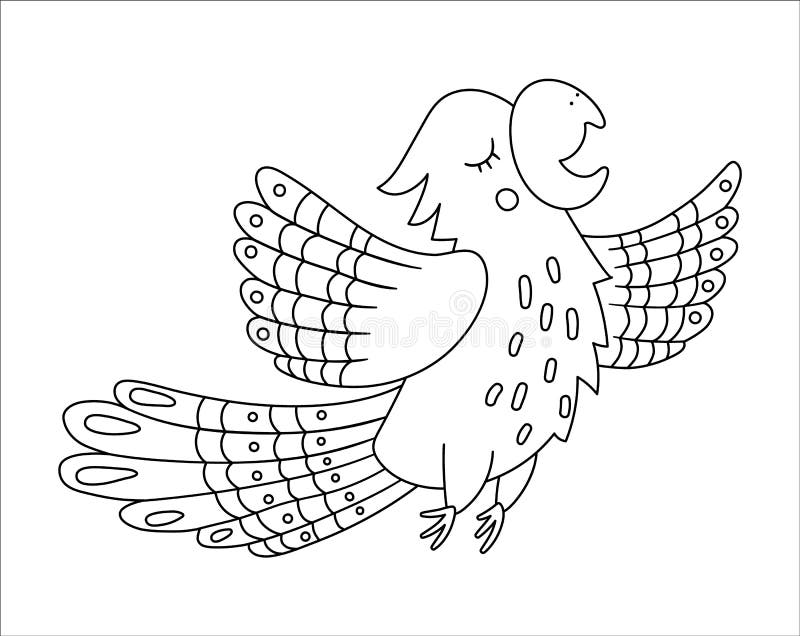 Contorno de papagaio fofo vetorial Imagem engraçada de preto e branco de aves exóticas tropicais Folha de cor divertida para cria ilustração do vetor Contorno de papagaio fofo vetorial Imagem engraçada de preto e branco de aves exóticas tropicais Folha de cor divertida para cria ilustração do vetor