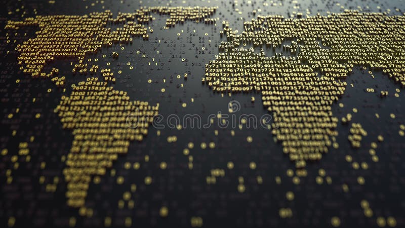 Contorno do mapa do mundo feito de números dourados Tecnologia digital moderna, globalização econômica ou transferência de dados fotos de stock Contorno do mapa do mundo feito de números dourados Tecnologia digital moderna, globalização econômica ou transferência de dados fotos de stock