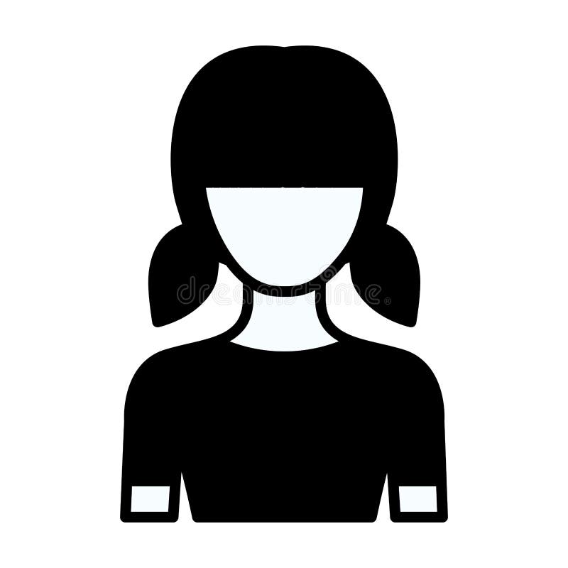 Contorno grosso da silhueta preta do meio adolescente sem cara do corpo com penteado das tranças ilustração stock Contorno grosso da silhueta preta do meio adolescente sem cara do corpo com penteado das tranças ilustração stock