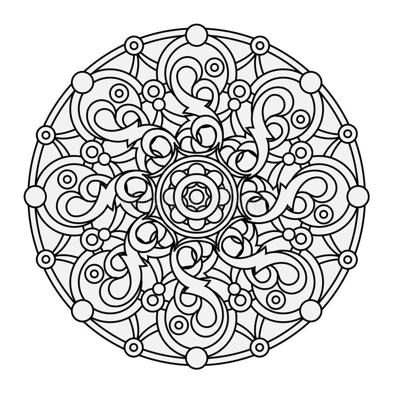 Contorno, mandala monocromática elemento étnico, religioso do projeto ilustração stock Contorno, mandala monocromática elemento étnico, religioso do projeto ilustração stock