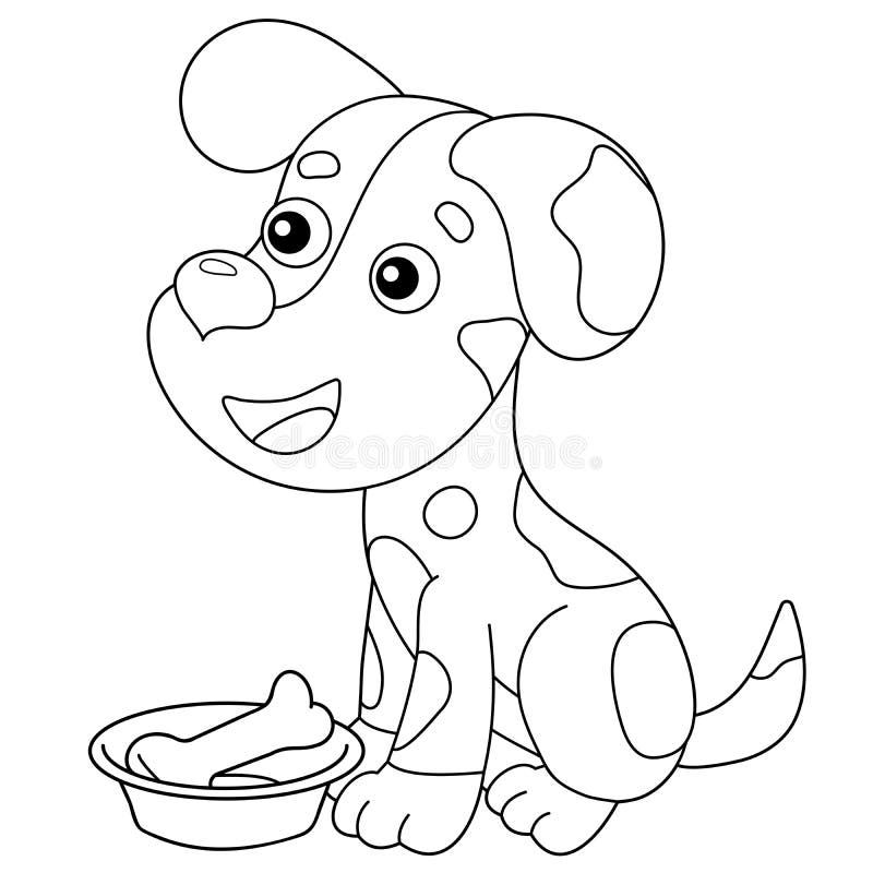 Contorno Pagina Di Colorazione Del Cane Da Disegno Con Osso Animali Domestici Libro Di Colorazione Per Bambini Illustrazione Vettoriale Illustrazione Di Cane Profilo