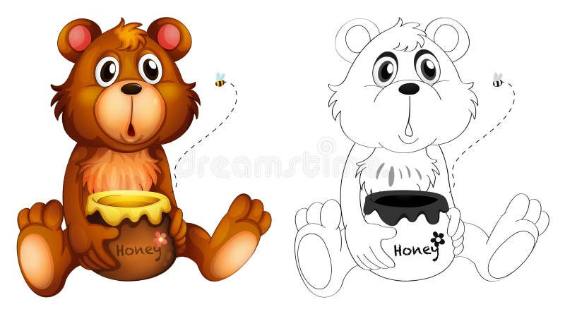 Contour animal pour l'ours avec du miel illustration stock Contour animal pour l'ours avec du miel illustration stock