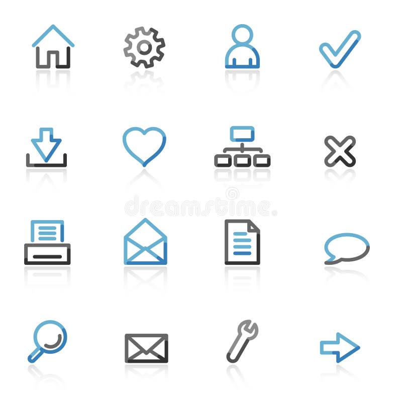 Vektor webové ikony, modrý a šedá obrys série.