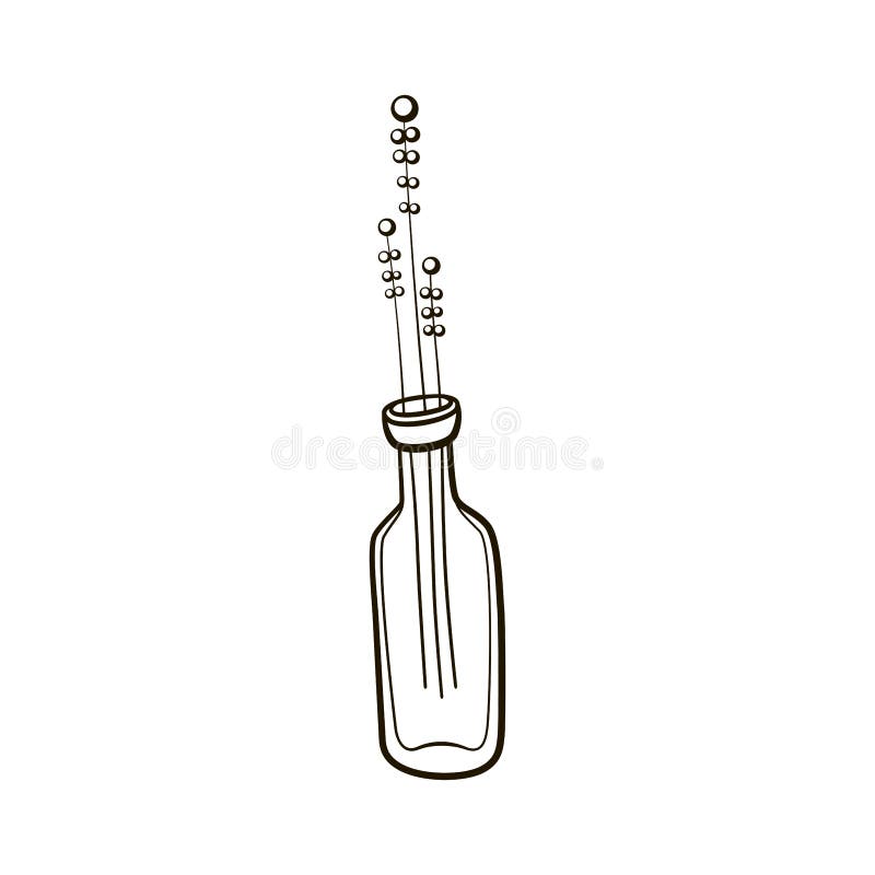 Contour bottle vase with flowers. stock illustration Contour bottle vase with flowers. stock illustration