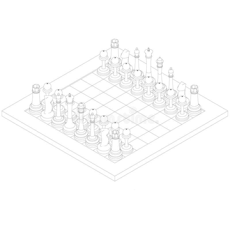 Figures On Chessboard Isometric Illustration Stock Vector ...