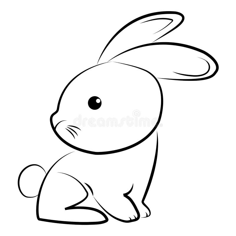 Simple Outline Drawing of a Cartoon Bunny, Animal Stock Vector -  Illustration of outline, idea: 135629284