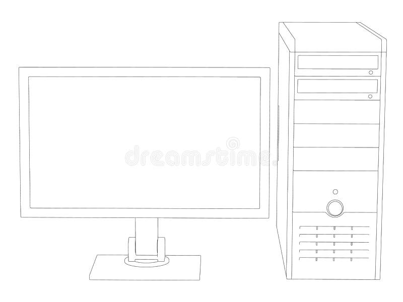 Computer Drawing  How To Draw A Computer Step By Step