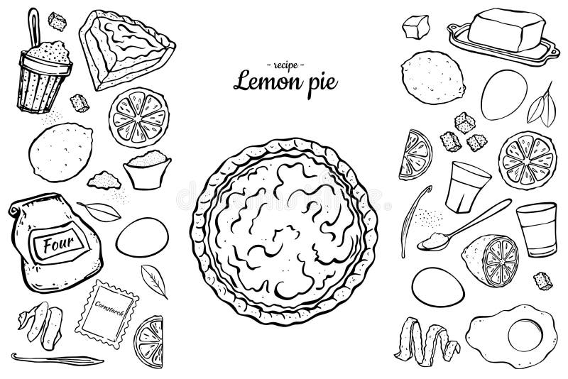 Contour de noir de tarte de citron illustration libre de droits Contour de noir de tarte de citron illustration libre de droits