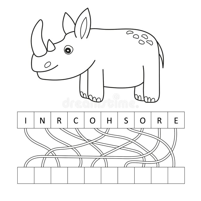 Contour de page de coloration de rhinocéros mignon de bande dessinée Illustration de vecteur, livre de coloriage illustration stock Contour de page de coloration de rhinocéros mignon de bande dessinée Illustration de vecteur, livre de coloriage illustration stock