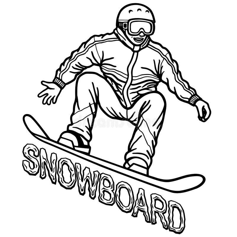 Drawing snowboarder stock vector. Illustration of happy - 33504824
