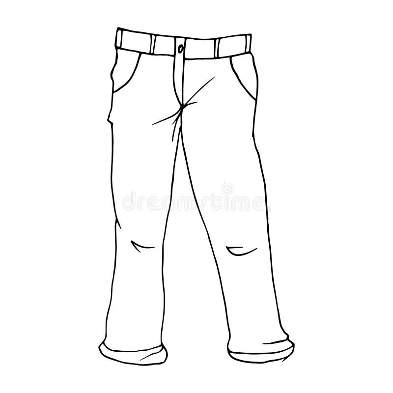 Contour Drawing of Men S Trousers. Clothes and Accessories. Design for ...