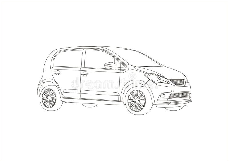 SEAT Mii Electric vector drawing