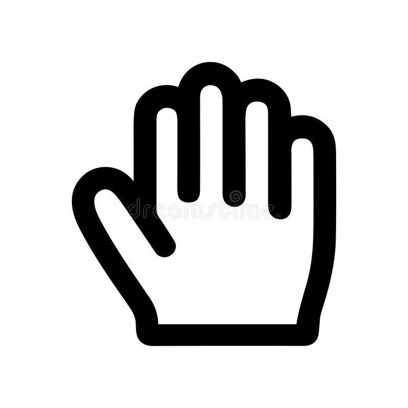 Contour Gras Geste Stop Main Forme Silhouette Noir et Blanc Icône illustration stock