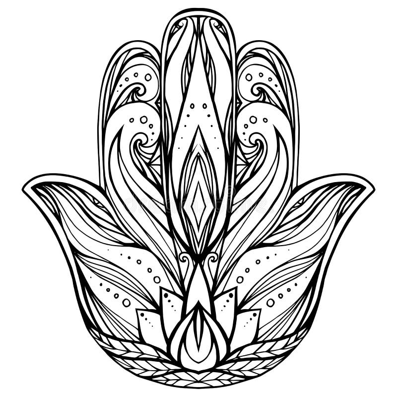 Contour Illustration Hamsa with Boho Pattern. Stock Vector - Illustration  of amulet, design: 80733146