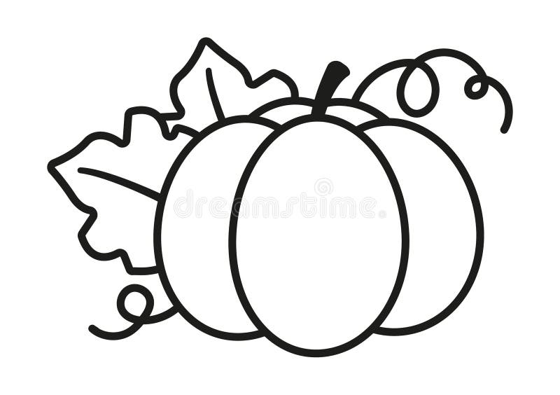 Vetor do Stock: Coloring page. Black and white vector illustration with  happy pumpkin in witch hat. Lettering `Happy Halloween`.