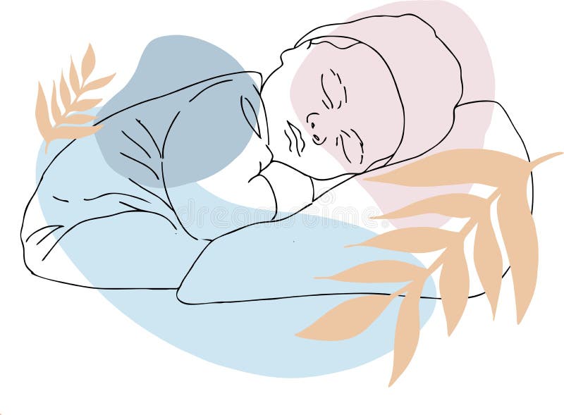 Contour image of a sleeping baby vector illustration
