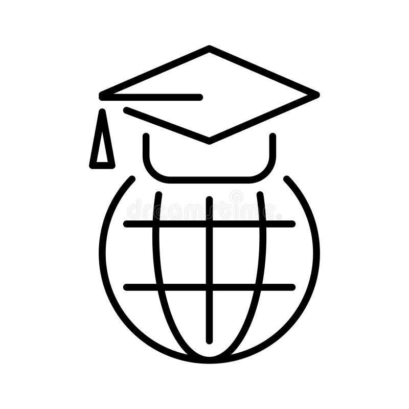 Contoured simple icon of distance learning vector illustration global e-learning remotely education vector illustration