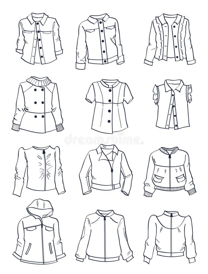 Contours of Jackets for Girls Stock Vector - Illustration of folds ...