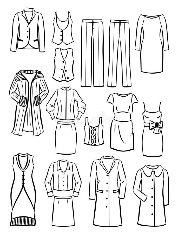 Contours of Women`s Clothes Stock Vector - Illustration of ...