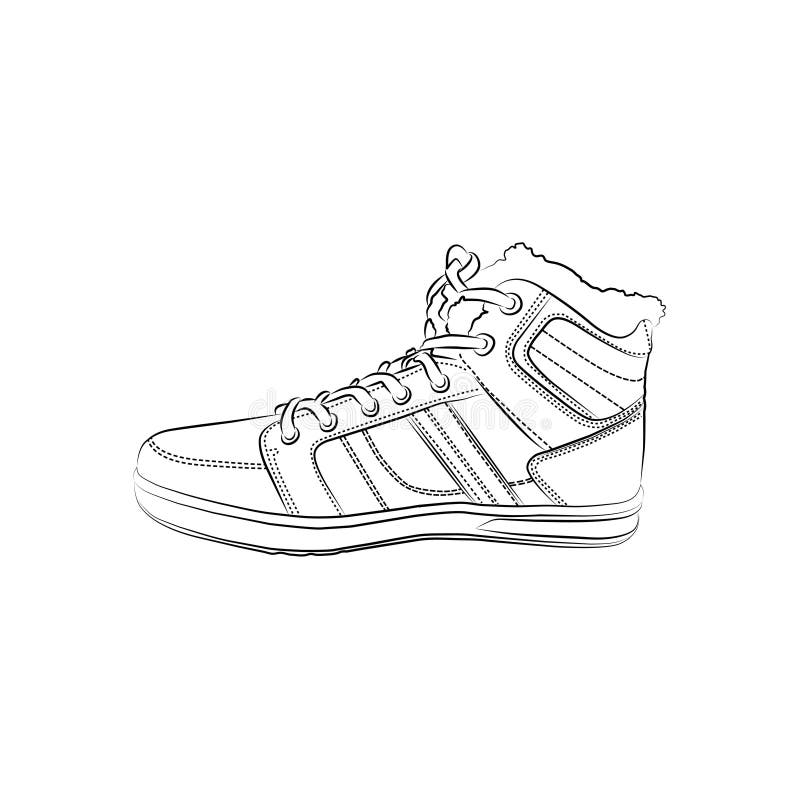 Contour shoes. cartoon sneaker isolated on white background. Contour shoes. cartoon sneaker isolated on white background