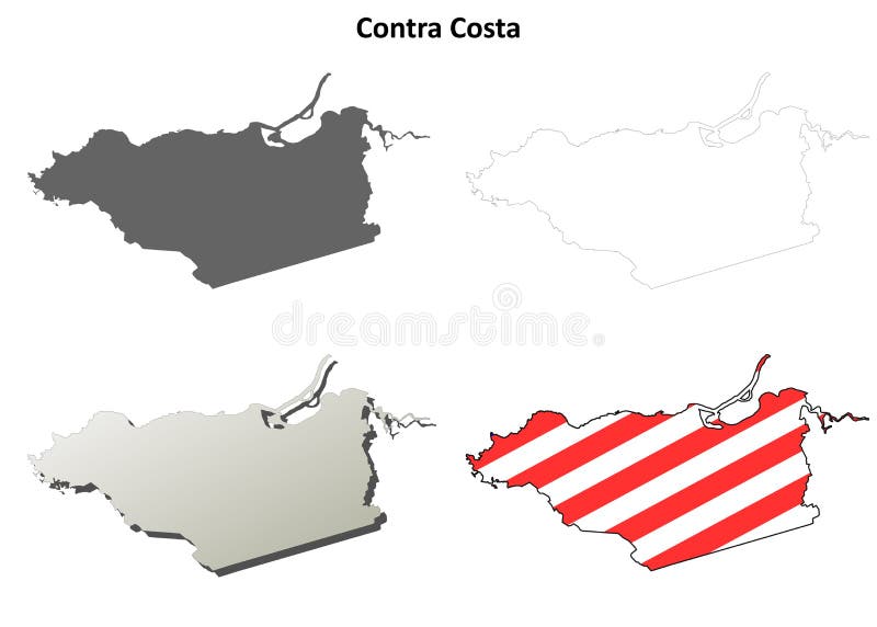 Contra Costa County, California outline map set vector illustration Contra Costa County, California outline map set vector illustration