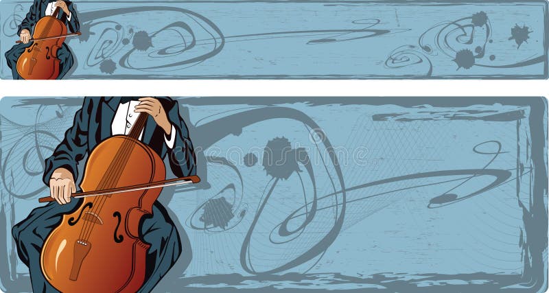 Contrabass player stock illustration