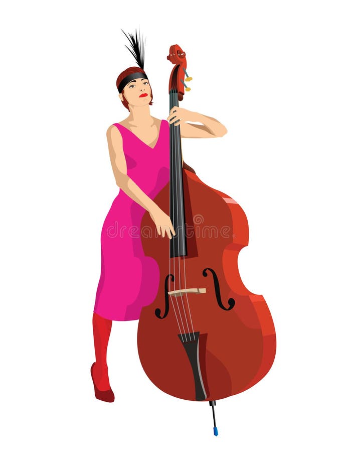 The contrabass player vector illustration
