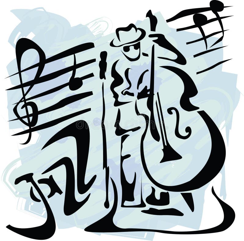 Contrabass player royalty free illustration
