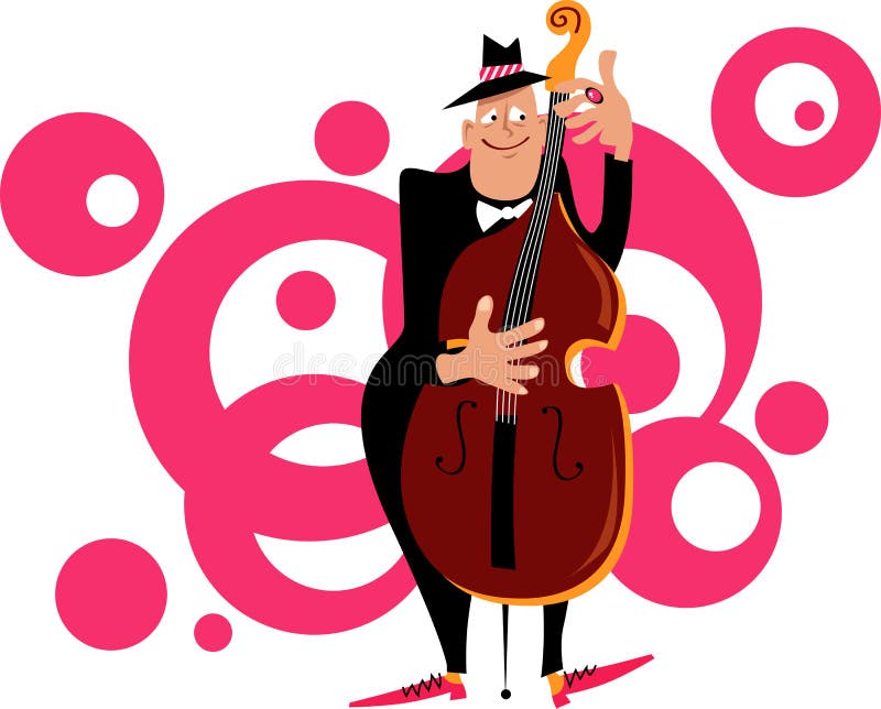 Contrabass player stock illustration