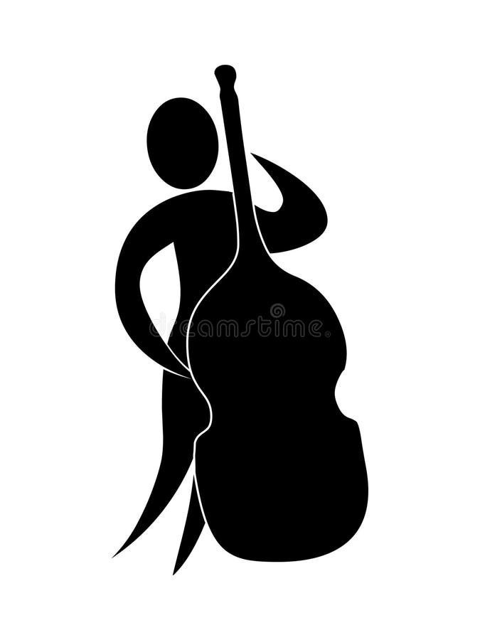 Contrabass player. Music illustartion. vector illustration